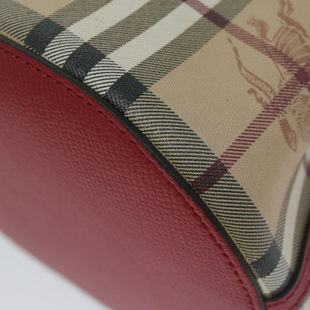 BURBERRY Nova Check Shoulder Bag Nylon Canvas Beige Auth 59021a