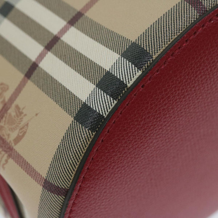 BURBERRY Nova Check Shoulder Bag Nylon Canvas Beige Auth 59021a