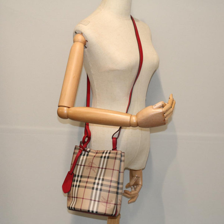 BURBERRY Nova Check Shoulder Bag Nylon Canvas Beige Auth 59021a