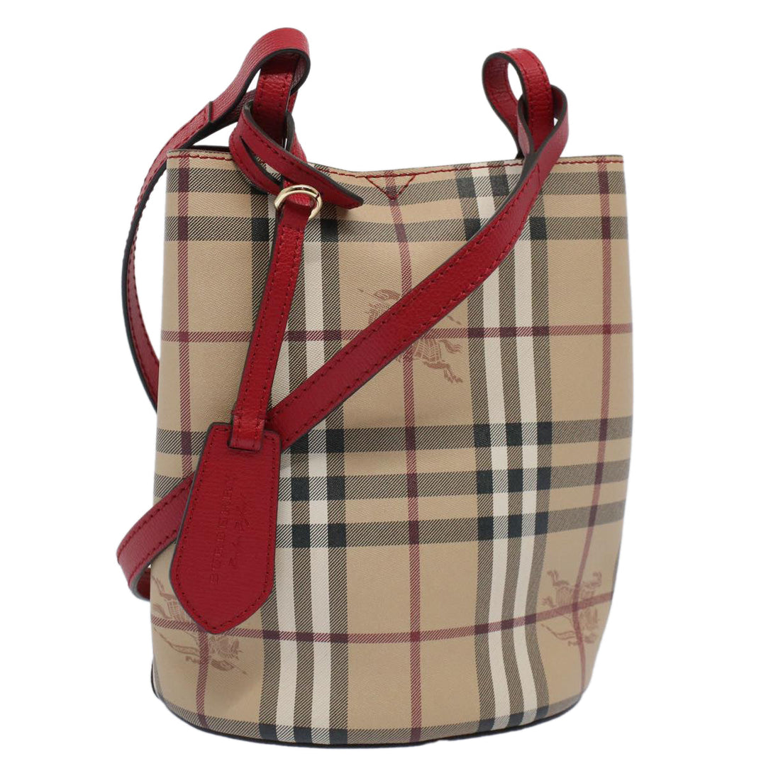 BURBERRY Nova Check Shoulder Bag Nylon Canvas Beige Auth 59021a