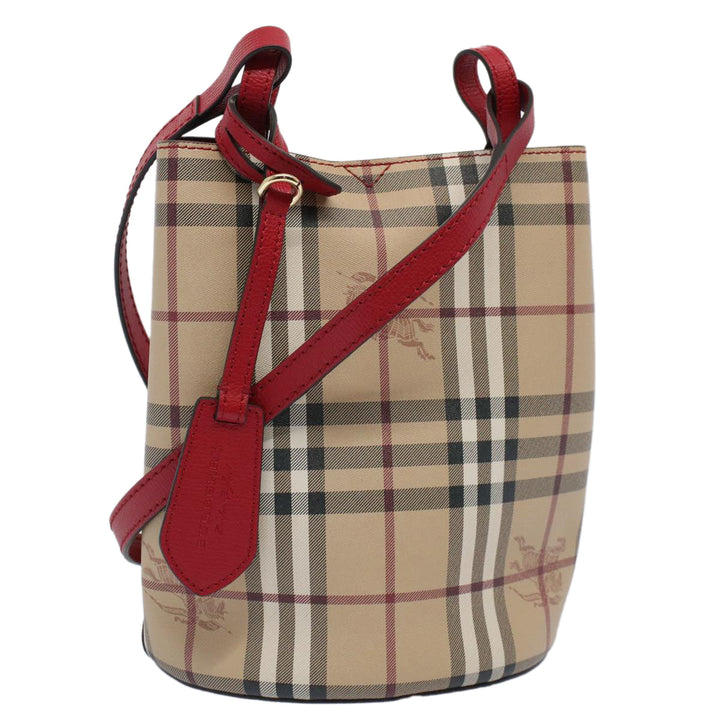 BURBERRY Nova Check Shoulder Bag Nylon Canvas Beige Auth 59021a