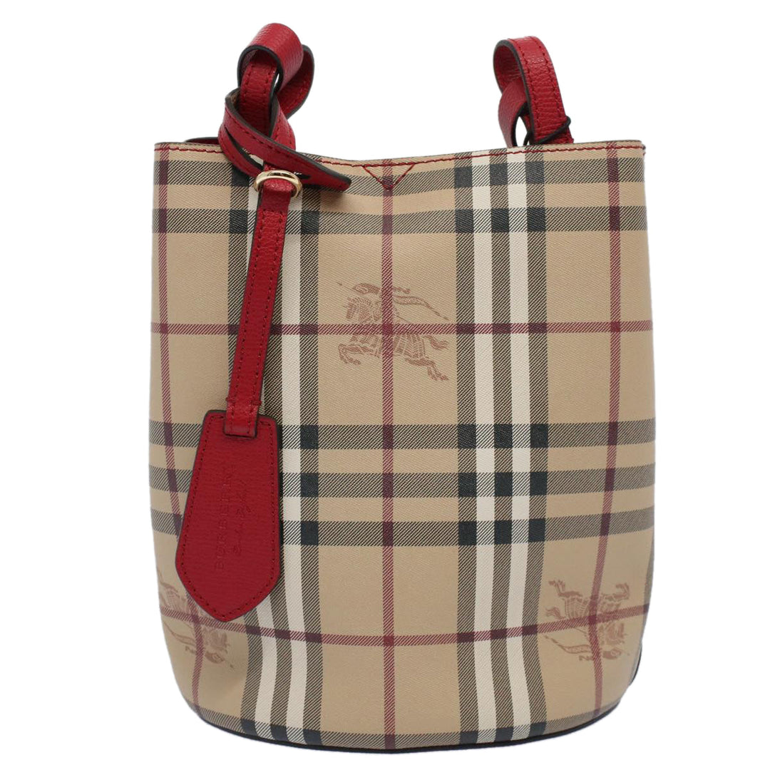 BURBERRY Nova Check Shoulder Bag Nylon Canvas Beige Auth 59021a