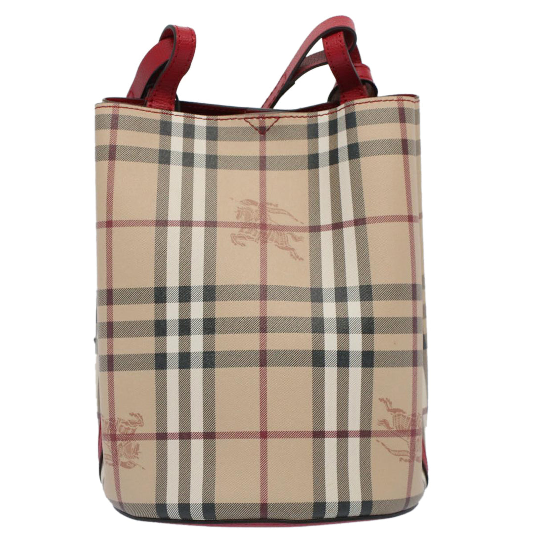 Burberry Nova Check Shoulder Bag Nylon Canvas Beige Auth 59021A