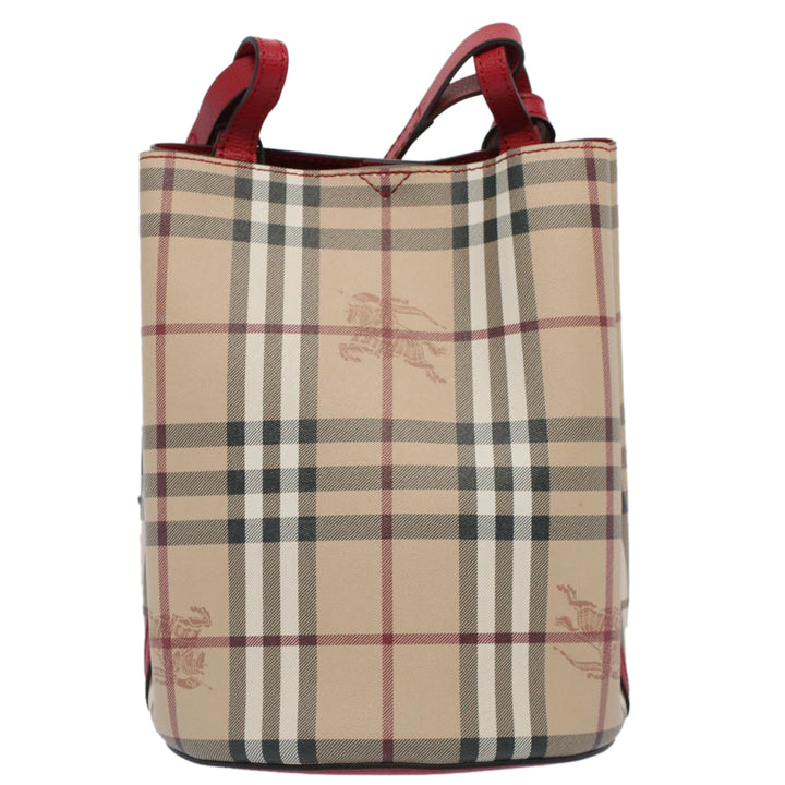 BURBERRY Nova Check Shoulder Bag Nylon Canvas Beige Auth 59021a