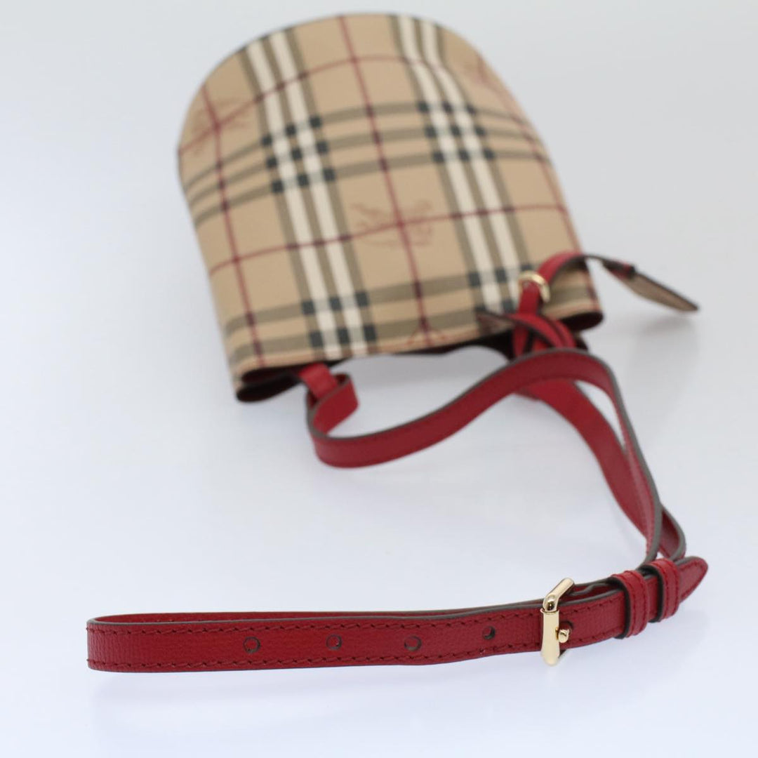 BURBERRY Nova Check Shoulder Bag Nylon Canvas Beige Auth 59021a