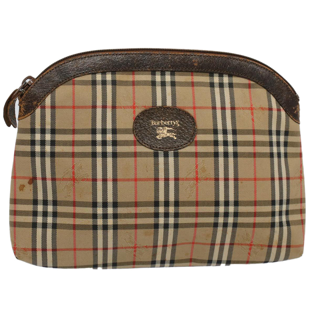 BurberrySs Nova Check Clutch Bag Nylon Canvas Beige Auth 59086