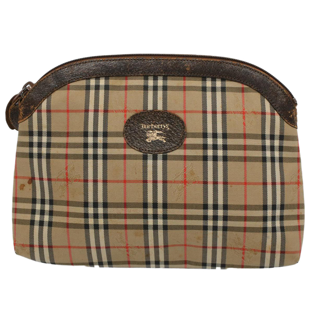 BurberrySs Nova Check Clutch Bag Nylon Canvas Beige Auth 59086