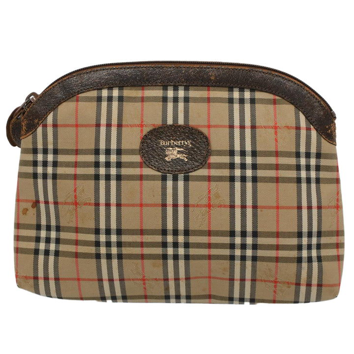 BurberrySs Nova Check Clutch Bag Nylon Canvas Beige Auth 59086