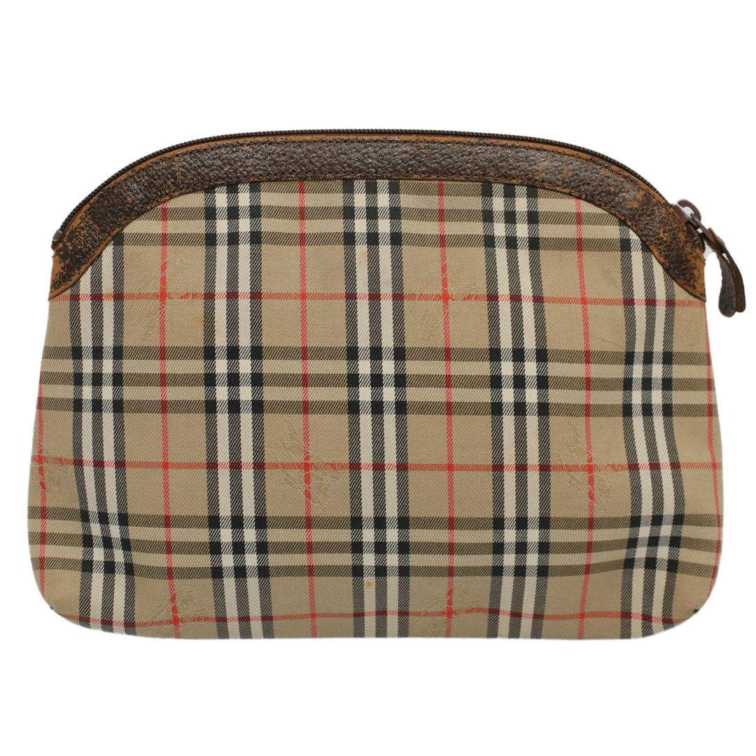 BurberrySs Nova Check Clutch Bag Nylon Canvas Beige Auth 59086