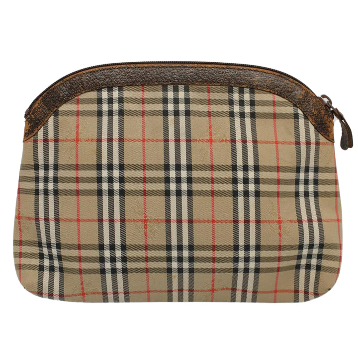 BurberrySs Nova Check Clutch Bag Nylon Canvas Beige Auth 59086