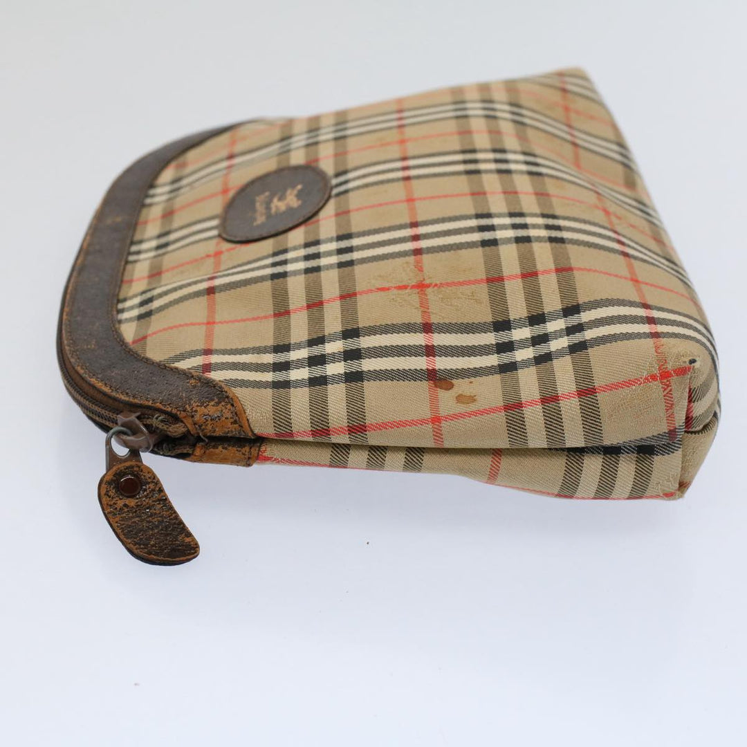 BurberrySs Nova Check Clutch Bag Nylon Canvas Beige Auth 59086