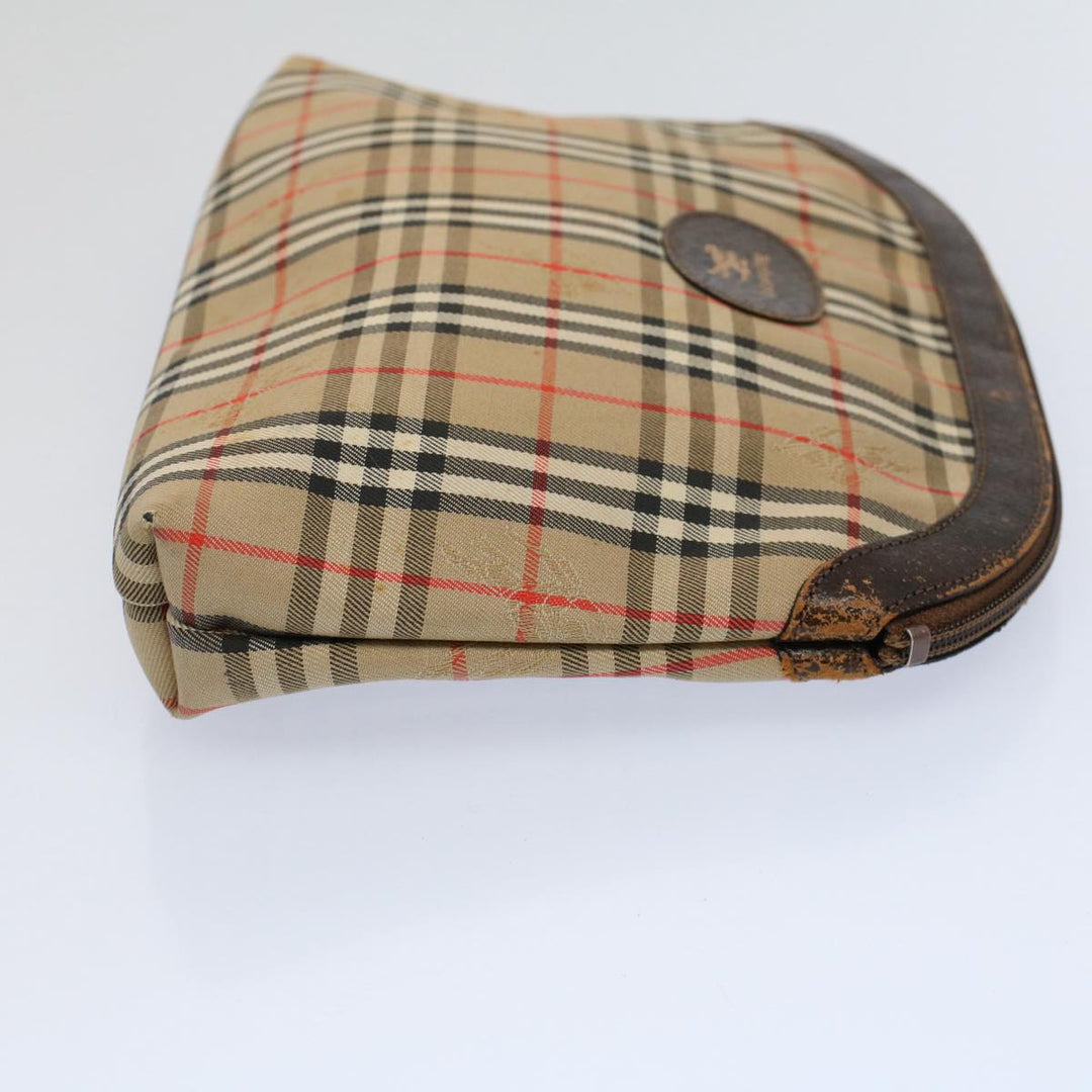 BurberrySs Nova Check Clutch Bag Nylon Canvas Beige Auth 59086