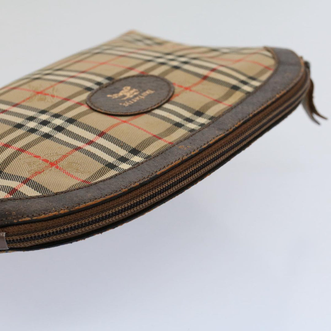 BurberrySs Nova Check Clutch Bag Nylon Canvas Beige Auth 59086