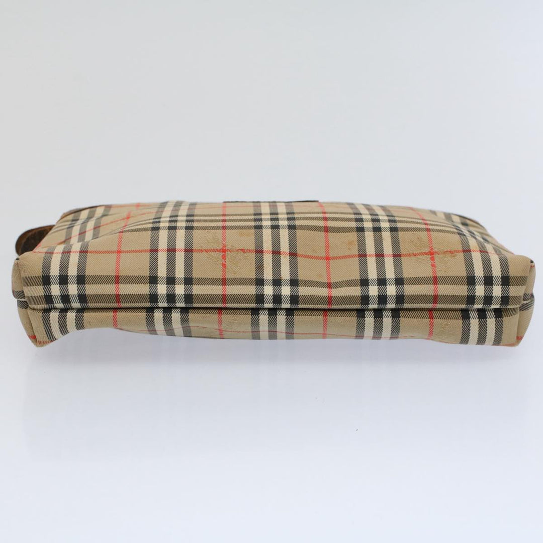 BurberrySs Nova Check Clutch Bag Nylon Canvas Beige Auth 59086