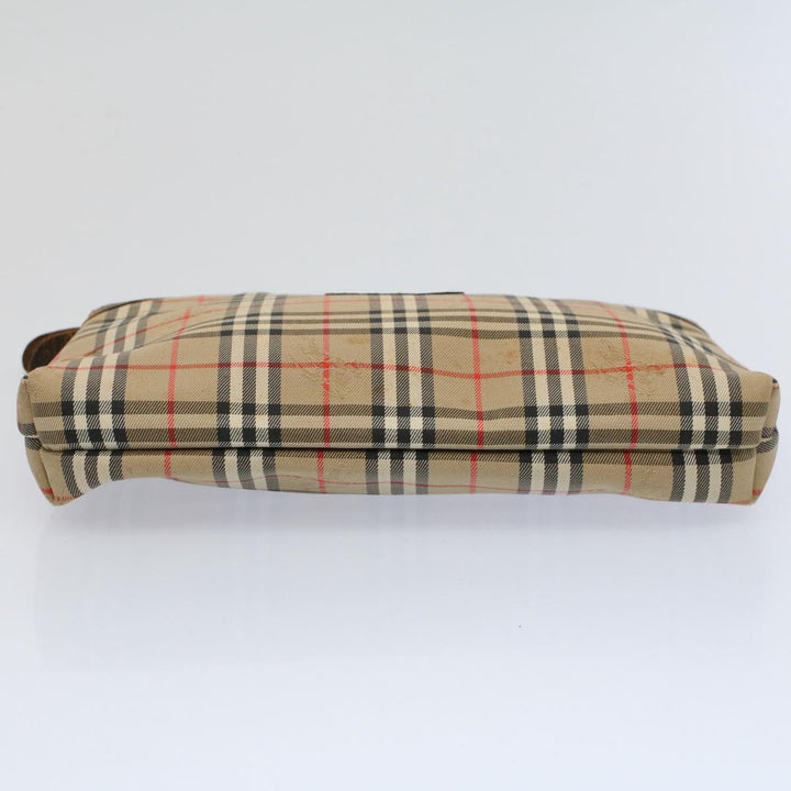 BurberrySs Nova Check Clutch Bag Nylon Canvas Beige Auth 59086