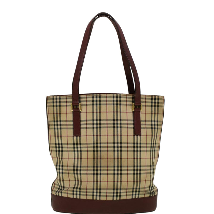 Burberry Nova Check Tote Bag Canvas Beige Auth 59255