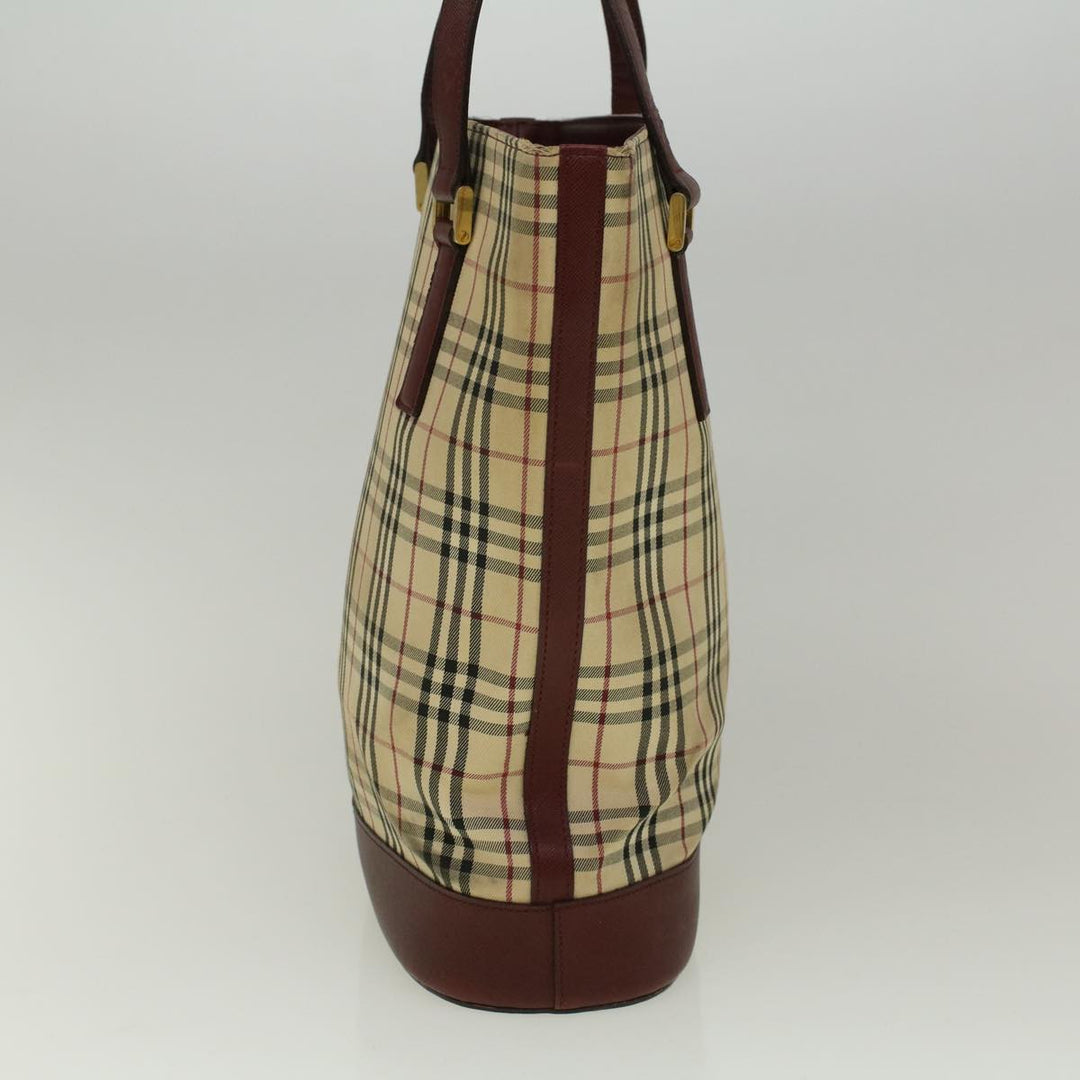 Burberry Nova Check Tote Bag Canvas Beige Auth 59255