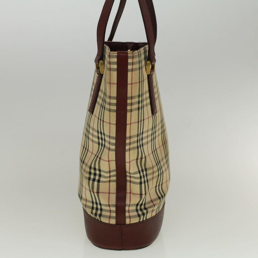 Burberry Nova Check Tote Bag Canvas Beige Auth 59255
