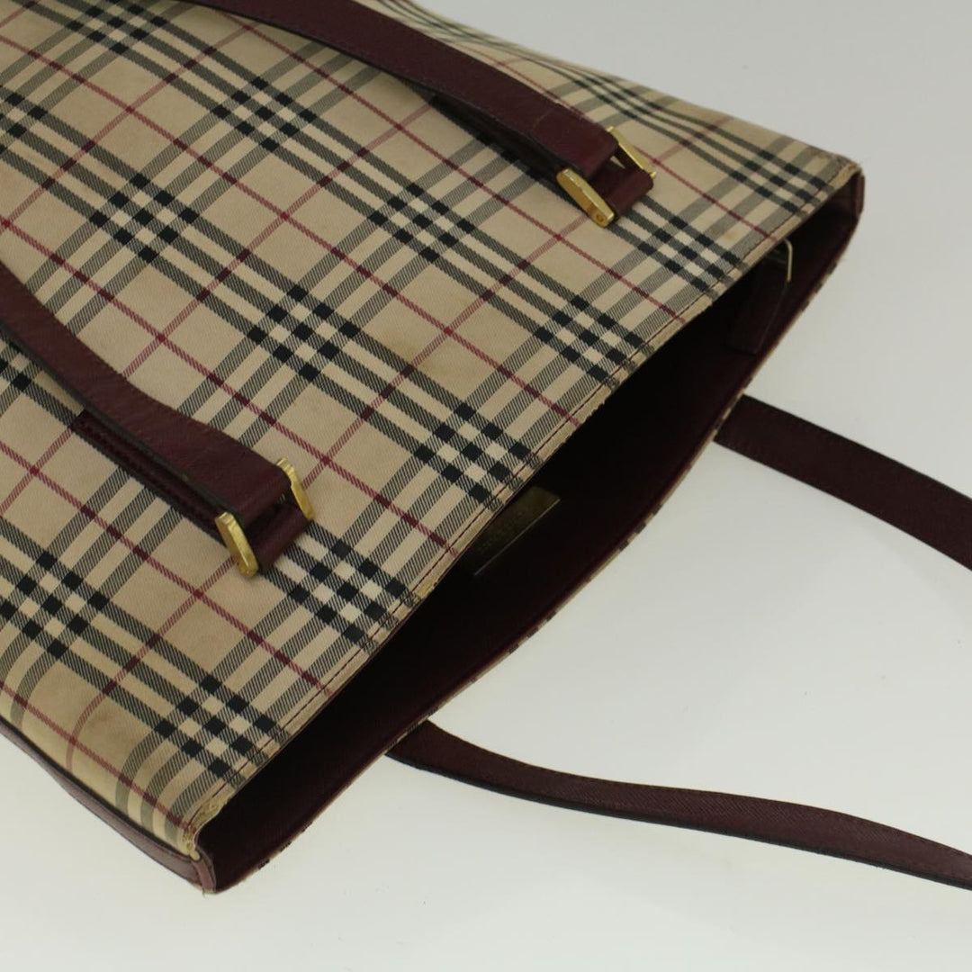 Burberry Nova Check Tote Bag Canvas Beige Auth 59255