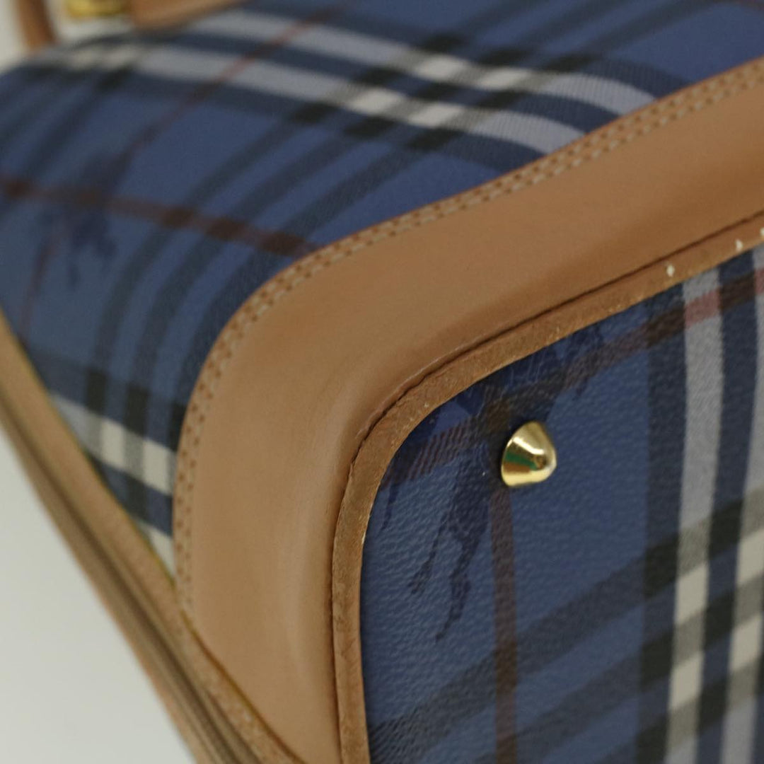 BurberrySs Nova Check Hand Bag PVC Leather Beige Blue Auth 59259