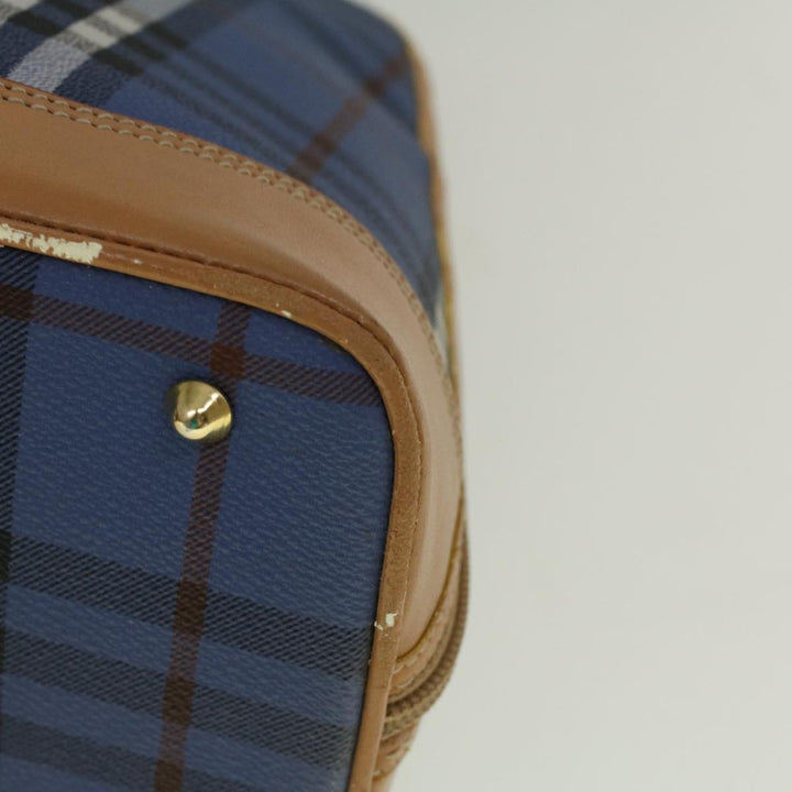 BurberrySs Nova Check Hand Bag PVC Leather Beige Blue Auth 59259