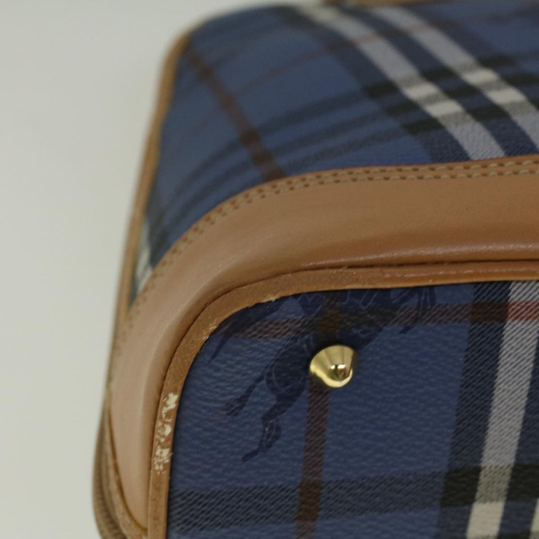 BurberrySs Nova Check Hand Bag PVC Leather Beige Blue Auth 59259
