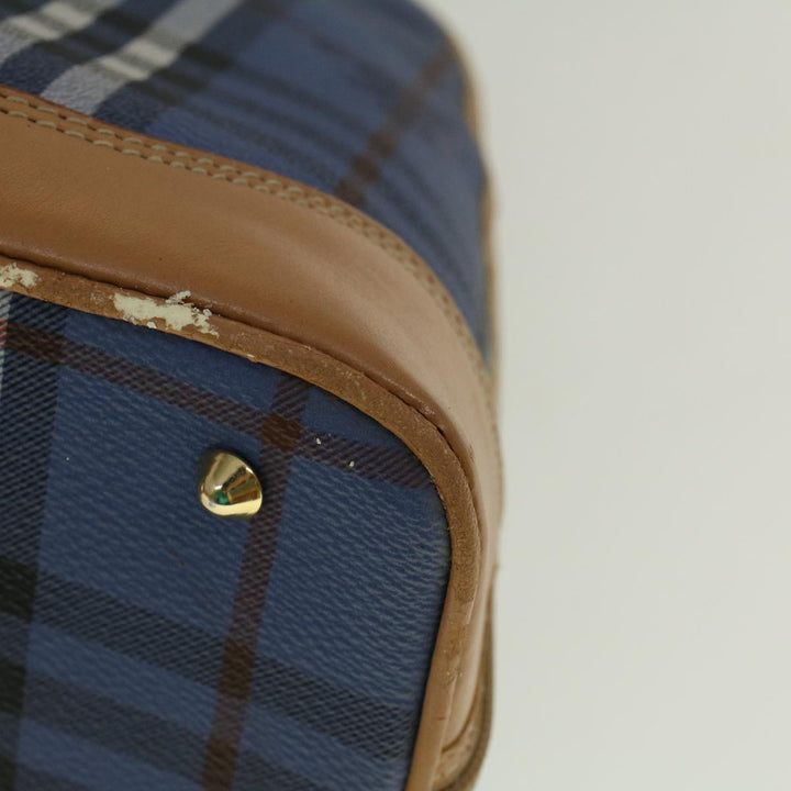 BurberrySs Nova Check Hand Bag PVC Leather Beige Blue Auth 59259