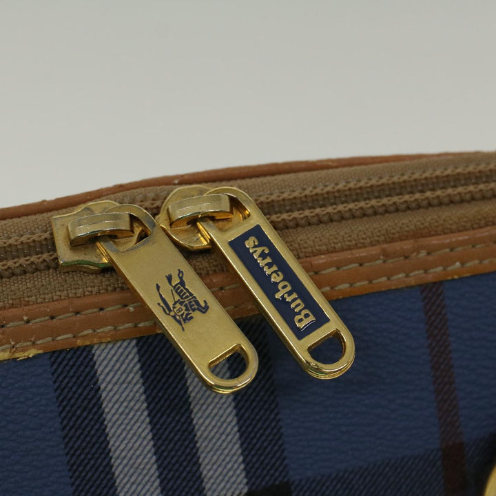 BurberrySs Nova Check Hand Bag PVC Leather Beige Blue Auth 59259