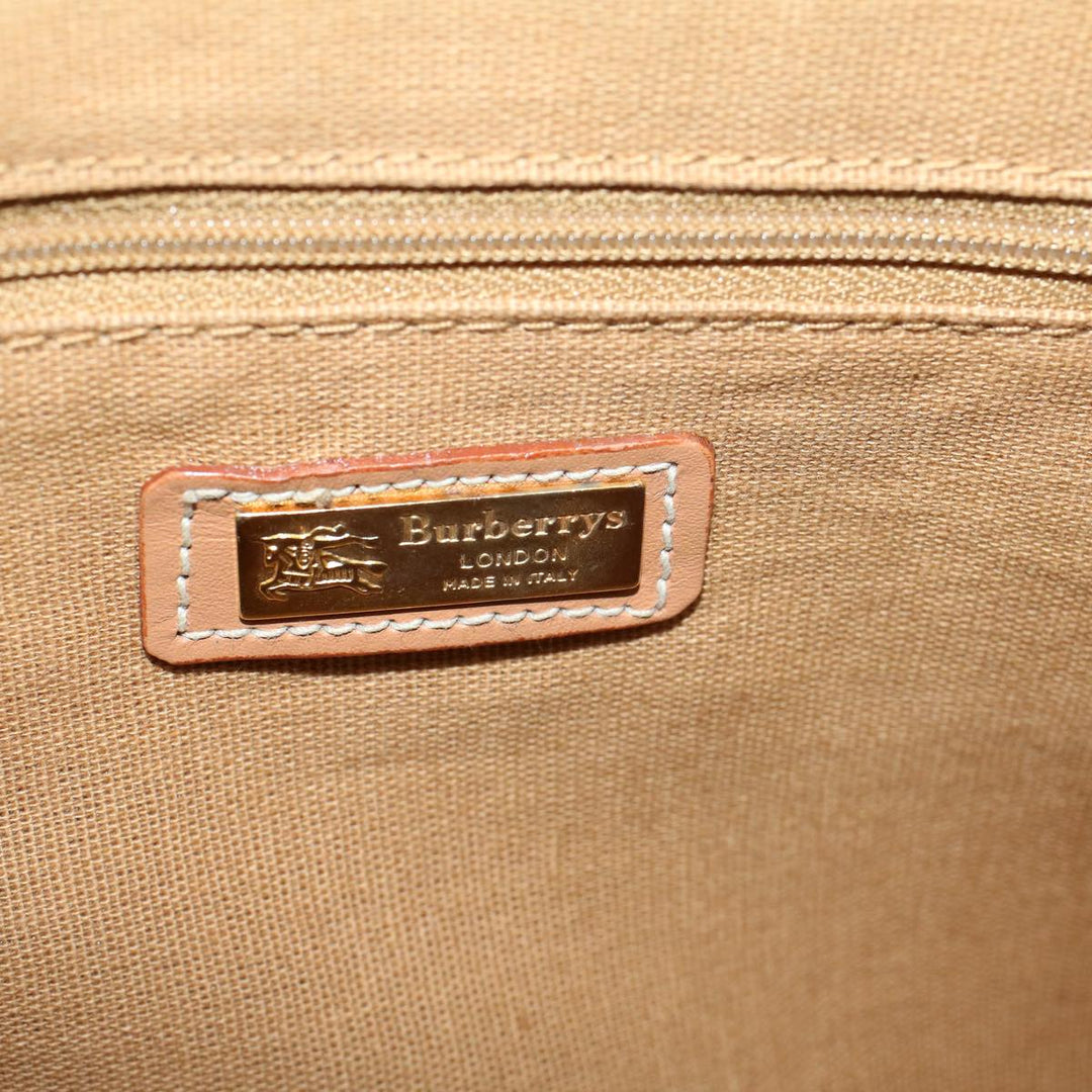 BurberrySs Nova Check Hand Bag PVC Leather Beige Blue Auth 59259