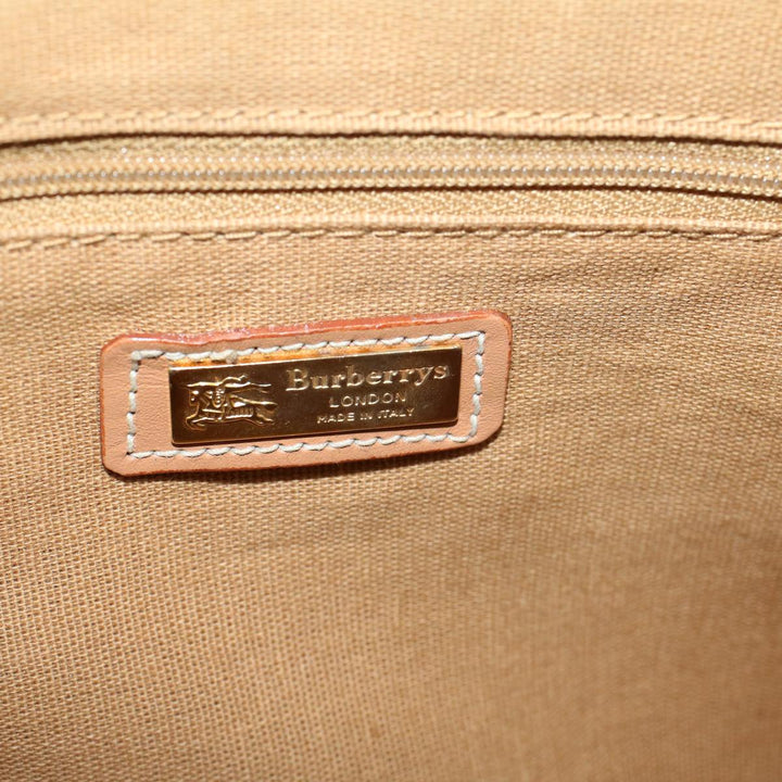BurberrySs Nova Check Hand Bag PVC Leather Beige Blue Auth 59259