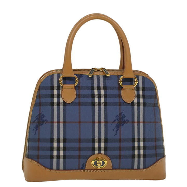 BurberrySs Nova Check Hand Bag PVC Leather Beige Blue Auth 59259