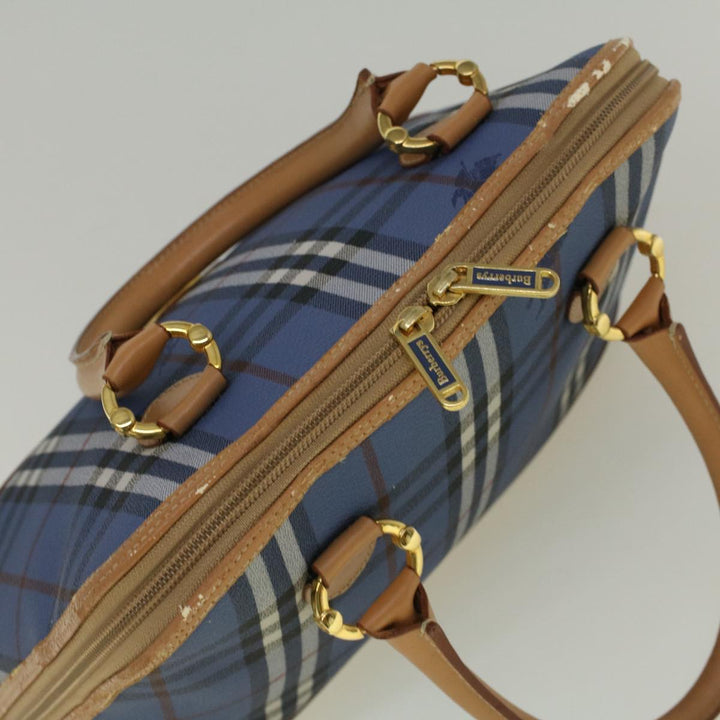 BurberrySs Nova Check Hand Bag PVC Leather Beige Blue Auth 59259