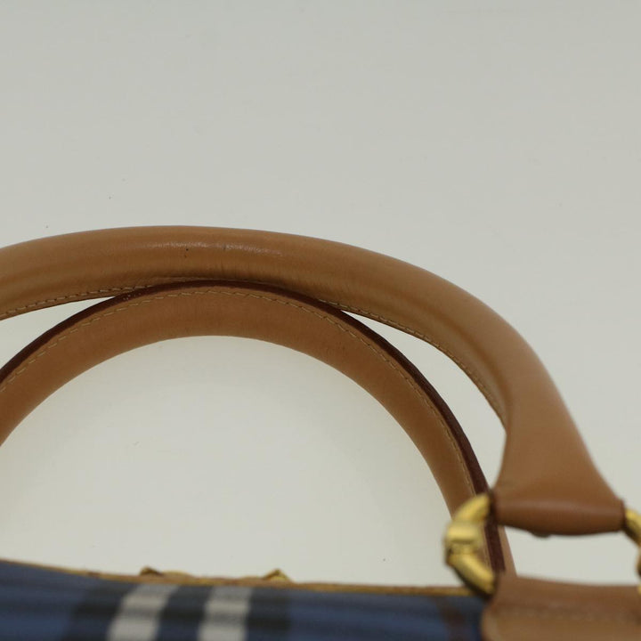 BurberrySs Nova Check Hand Bag PVC Leather Beige Blue Auth 59259