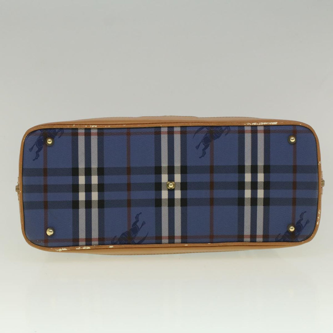 BurberrySs Nova Check Hand Bag PVC Leather Beige Blue Auth 59259