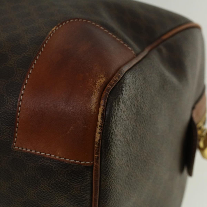 Celine Macadam Canvas Boston Bag PVC Leather Brown  59265