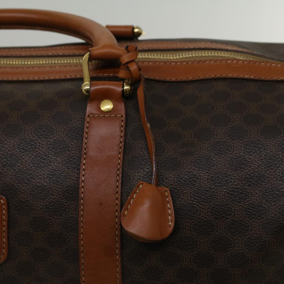 Celine Macadam Canvas Boston Bag PVC Leather Brown  59265