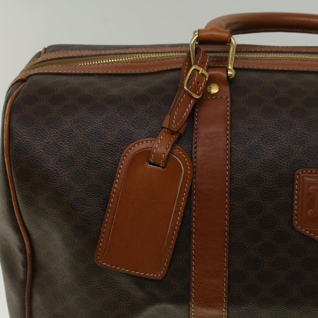 Celine Macadam Canvas Boston Bag PVC Leather Brown  59265