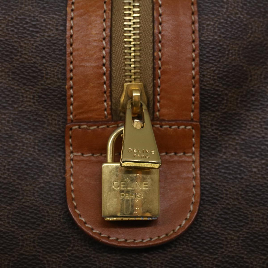 Celine Macadam Canvas Boston Bag PVC Leather Brown  59265