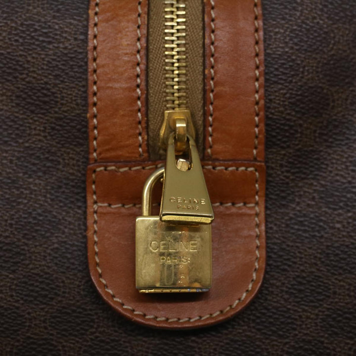Celine Macadam Canvas Boston Bag PVC Leather Brown  59265
