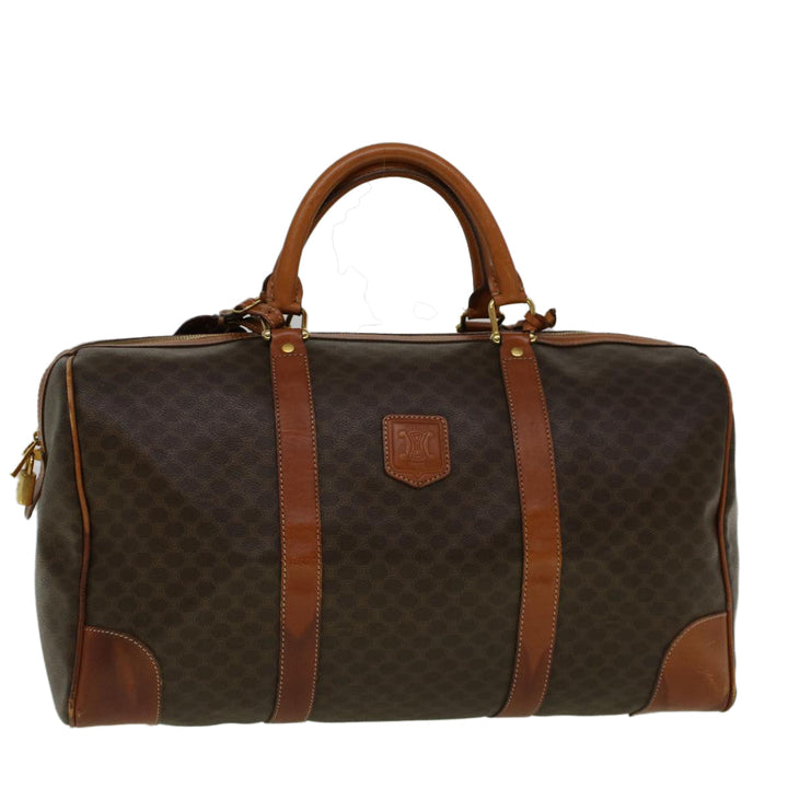 Celine Macadam Canvas Boston Bag PVC Leather Brown  59265
