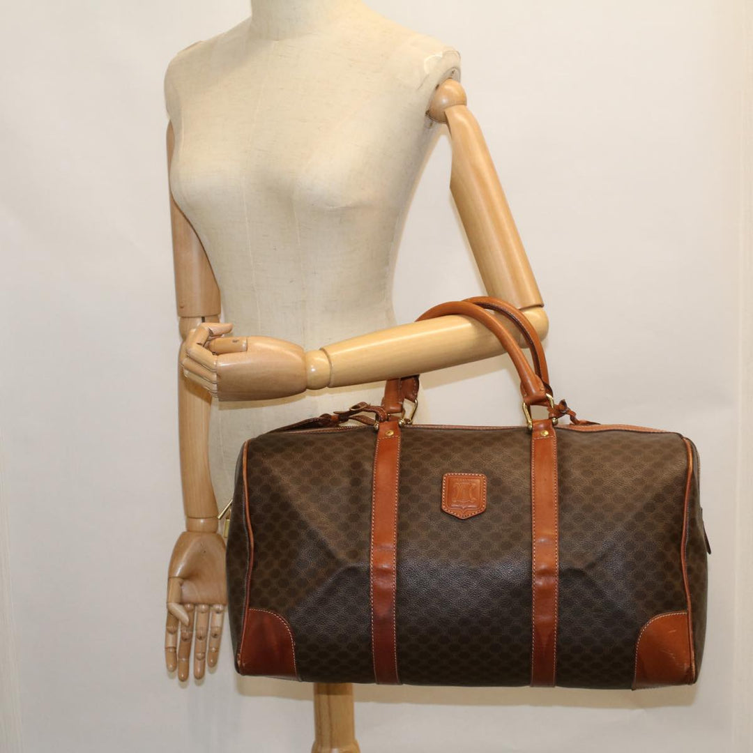 Celine Macadam Canvas Boston Bag PVC Leather Brown  59265
