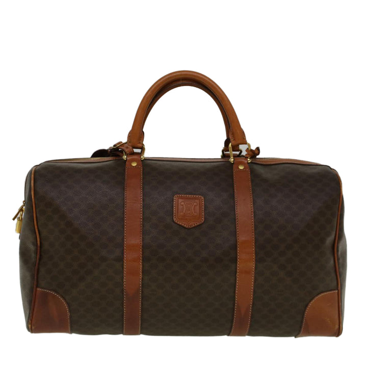 Celine Macadam Canvas Boston Bag PVC Leather Brown  59265