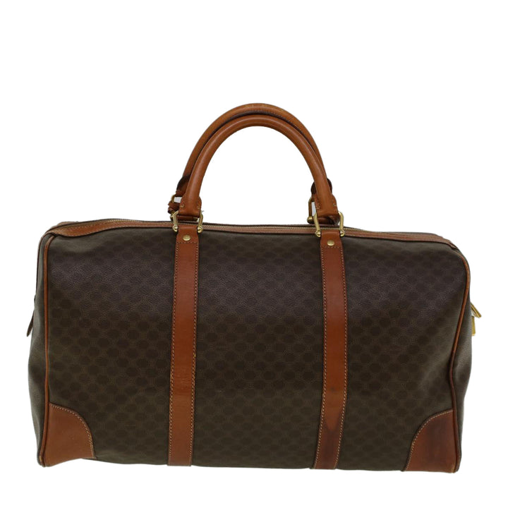 Celine Macadam Canvas Boston Bag PVC Leather Brown  59265