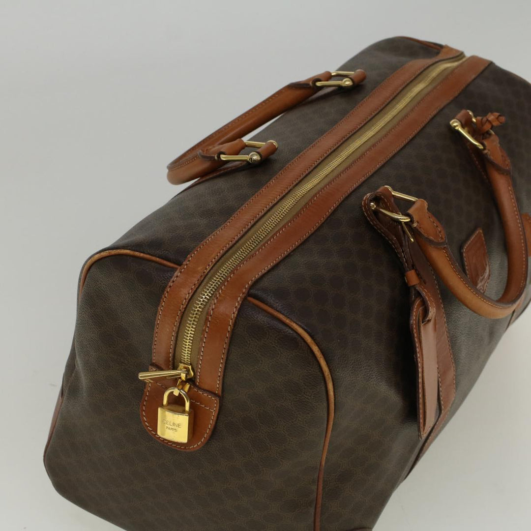 Celine Macadam Canvas Boston Bag PVC Leather Brown  59265
