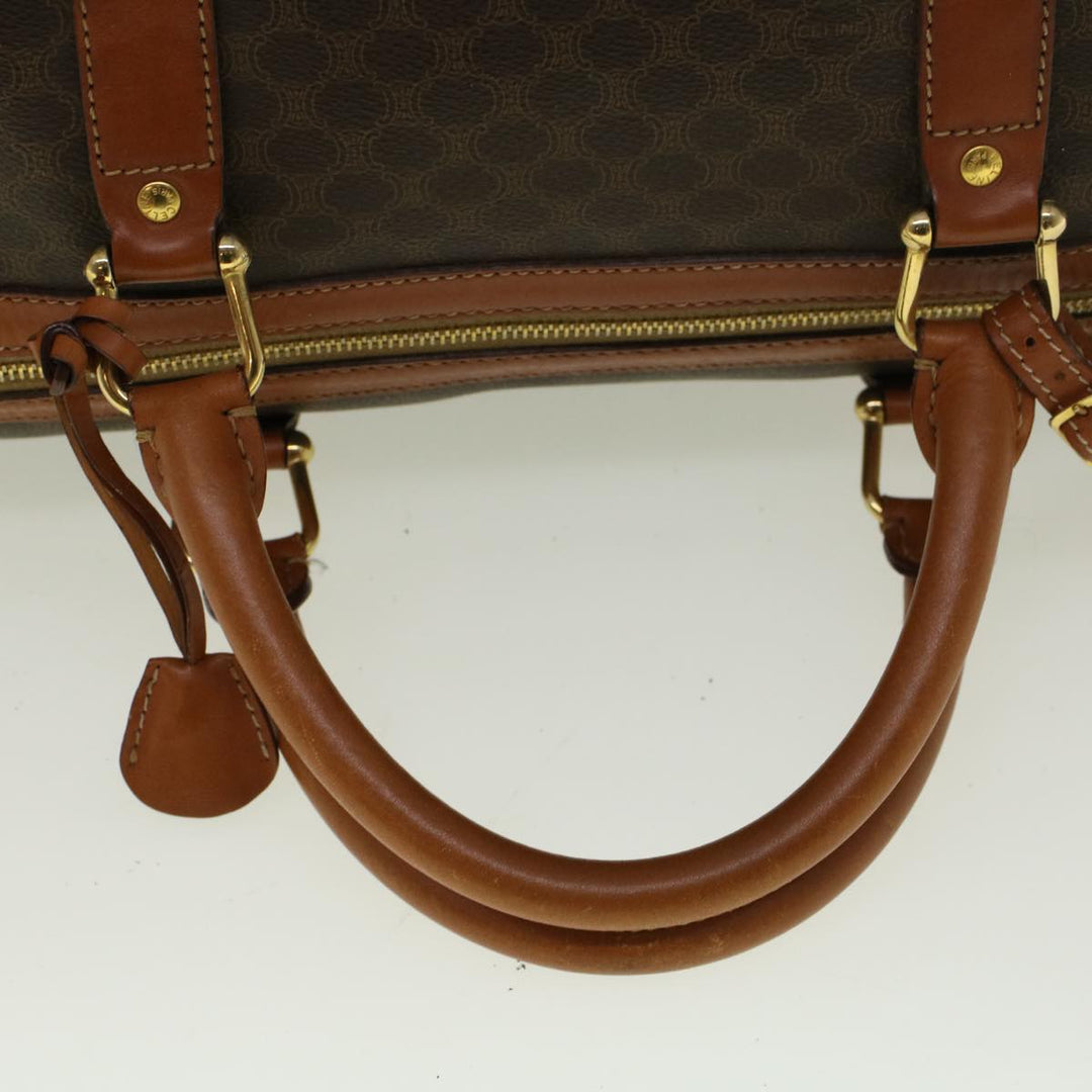 Celine Macadam Canvas Boston Bag PVC Leather Brown  59265