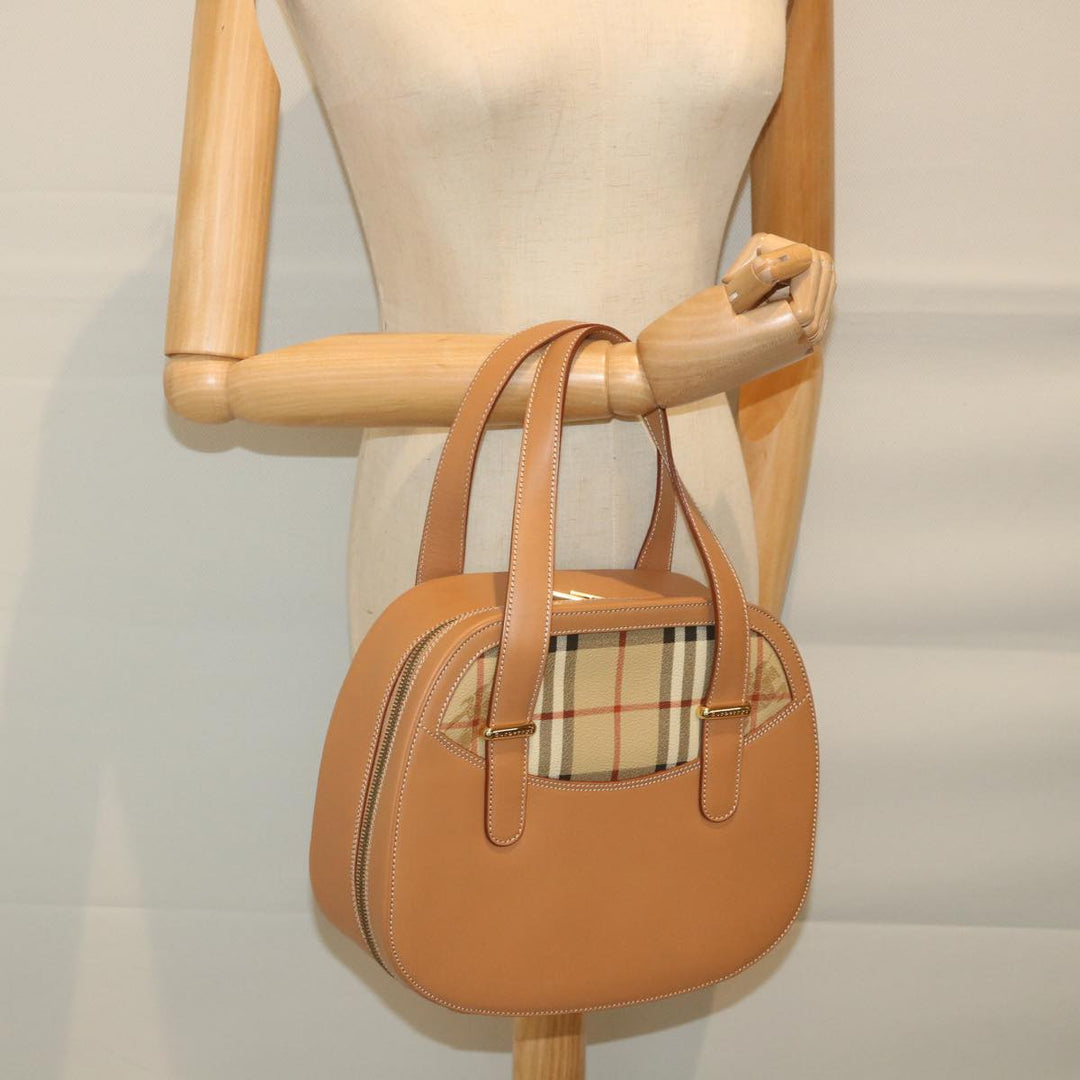 BURBERRY s Hand Bag Leather Beige Auth 59466