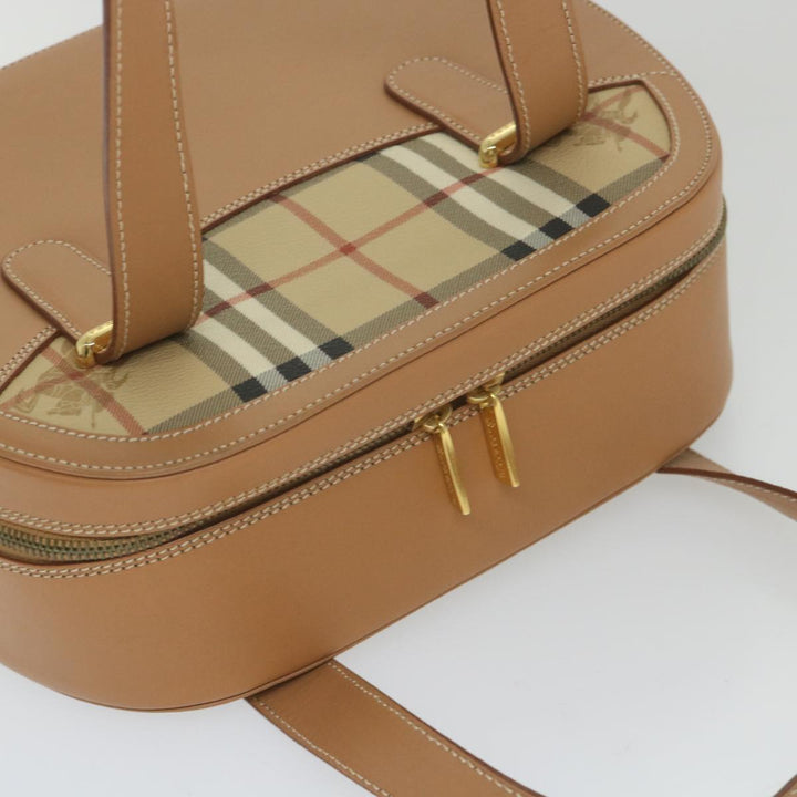 BurberrySs Hand Bag Leather Beige Auth 59466
