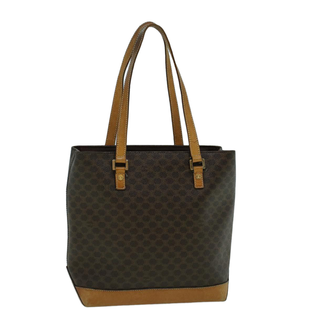 Celine Macadam Canvas Hand Bag PVC Leather Brown  59527