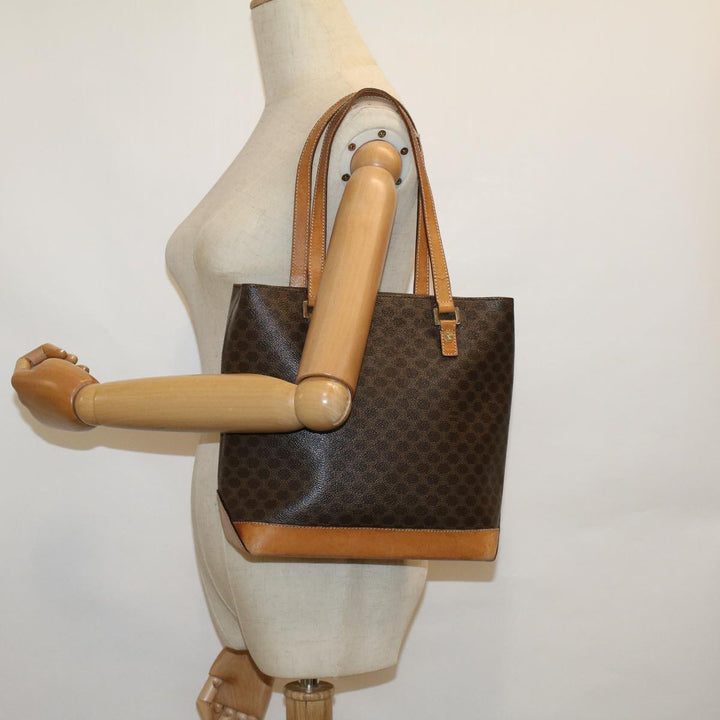 Celine Macadam Canvas Hand Bag PVC Leather Brown  59527