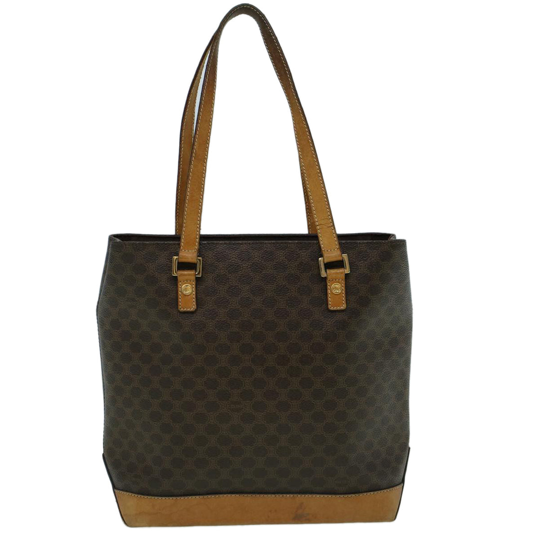 Celine Macadam Canvas Hand Bag PVC Leather Brown  59527